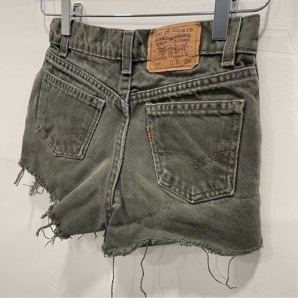 Levi’s Vintage 560 Regular Green Denim Cutoff Shorts Size 12 Orange Tab - Picture 6 of 8